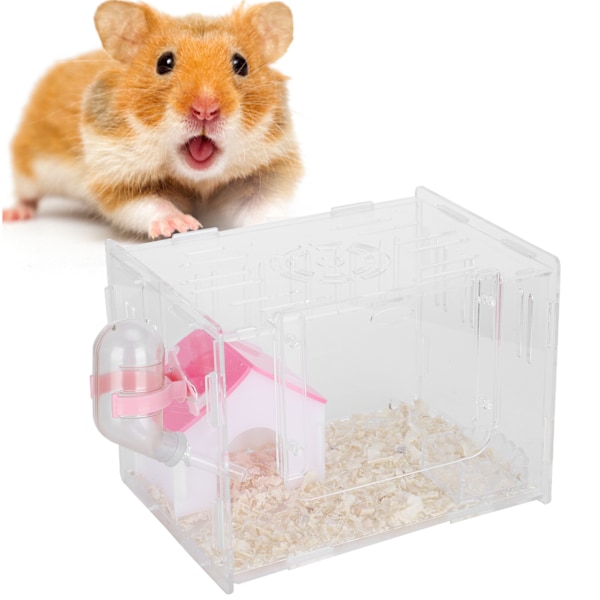 Akryl Hamsterbur Transparent Enkeltlags Hus Slott Hamster Tilbehør med Fôringsbasseng