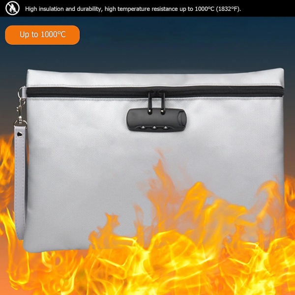 Brandsikker dokumenttaske Vandtætte pengeposer Brandsikker opbevaringstaske med kombinationslås pengemappe