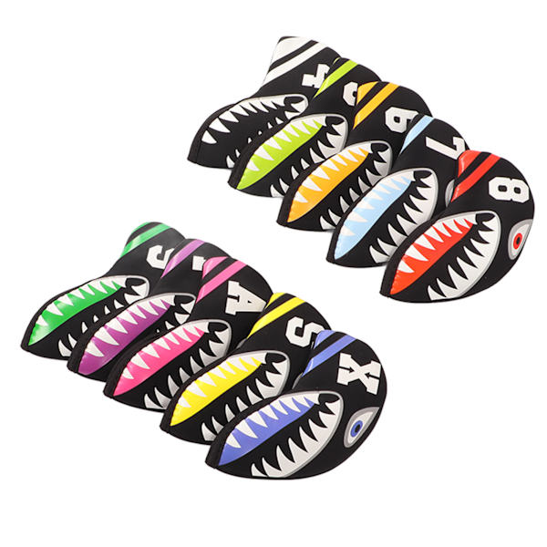 10 st/set Neopren Golf Iron Headcover med nummermarkörer Tecknad Form Golf Club Head Protect CaseSelachimorpha