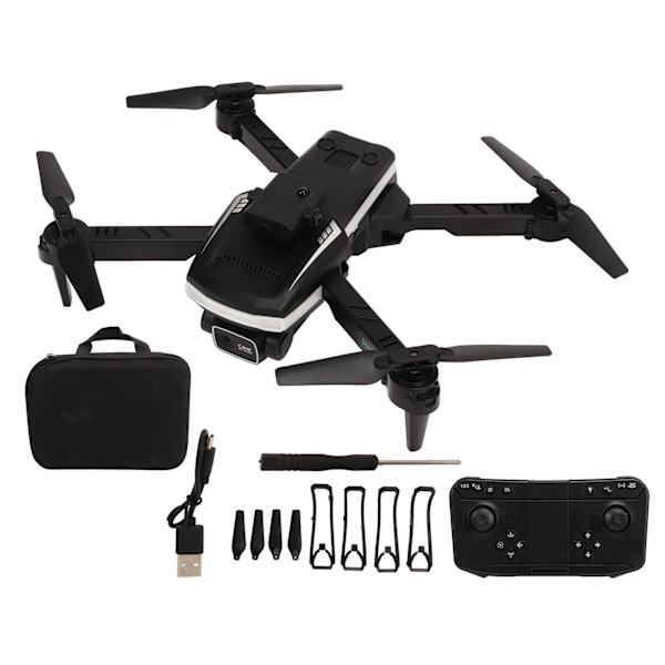 Foldbar drone med 4K enkelt kamera WiFi LED-lys 50x Zoom One Key Take Off 4K Intelligent Hindringsovervågning RC Quadcopter Sort
