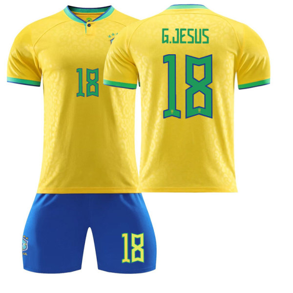 22-23 Brasilien tröja nr 10 Neymar 20 Vinicius 9 Chalison 18 Jesu dräkt fotbollsuniform Topp + byxor 24 NO.18