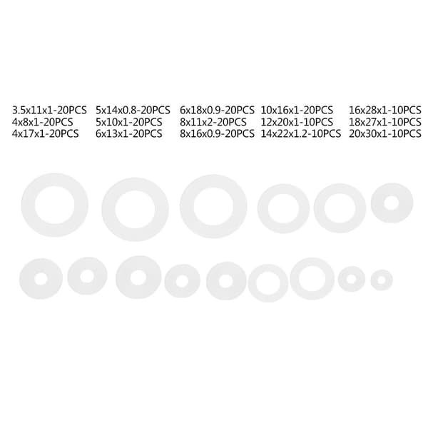 【NX】250PCS Nylon platt bricka vattenrör läckagesäker tätningspackningssortimentssats