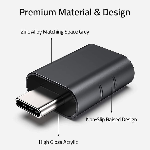 Type-c USB 3.0, metalliseos Type C -sovitin Black