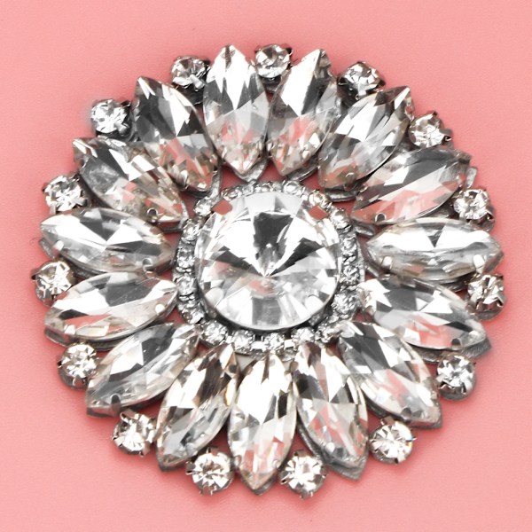 2 st Rhinestone Crystal Applique Sy On Faux Pearl Patch för Kläder Skoväska (#1)