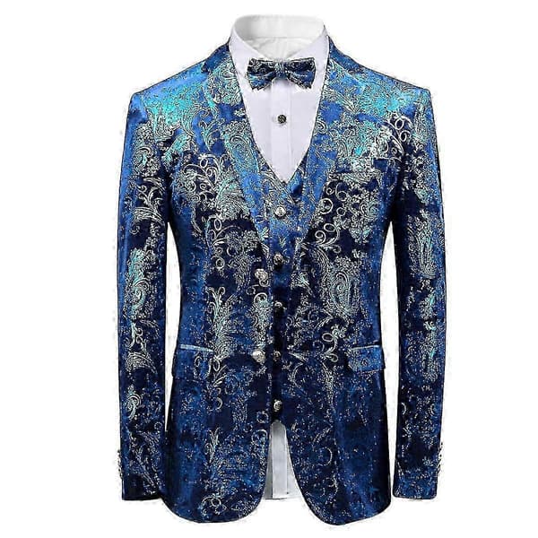 Gulltrykt jakke Passer til menn med button down-krage 5XL Blue