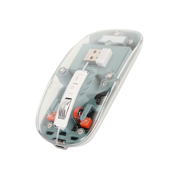 Trådløs Bluetooth-mus Transparent Clear Cool Shell Mute Click Farverige Åndende Lys Bærbar Computer Mus Grøn
