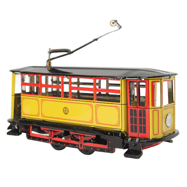 Trolley-lelu, kellokoneella, pelti, vintage, mielenkiintoinen metalli kellokoneella toimiva lelu lapsille ja aikuisille, valokuvausrekvisiitta