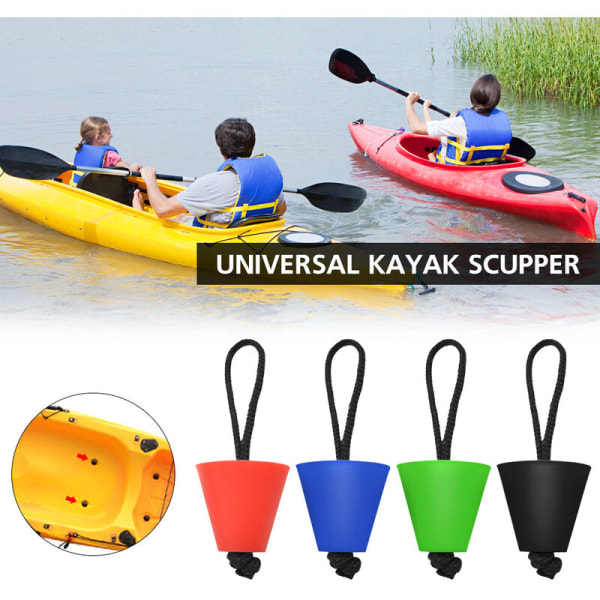 6kpl/8kpl Universal Kayak Sink Plug Kit Silikoni pesuallastulpat Tyhjennysaukkojen sulkutulppa kaulanauhalla, malli: musta 6kpl