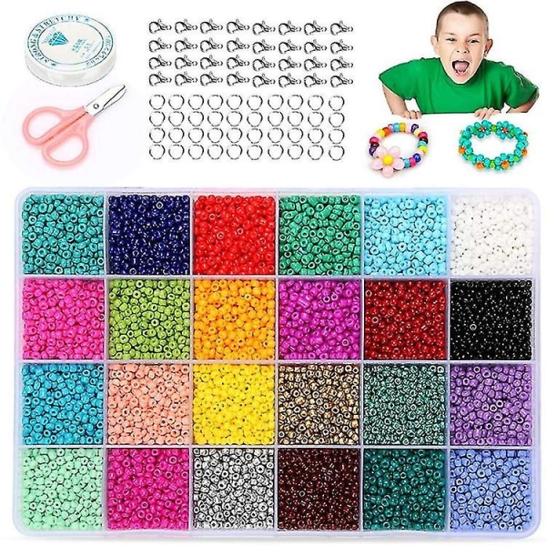 24000 stk Glassfrøperler Små perler Assorted Kit Opake farger Craft Seed Beads