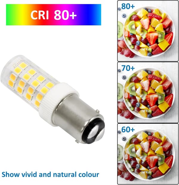 【NX】5W LED Sewing Machine Bulb B15d, 220-240V, 40W Incandescent Equivalent, Non-Dimmable, 2-Pack