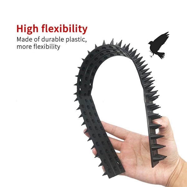 10 st Plast Fågel Spikes Hög flexibilitet Anti Thief Säkerhet Stängsel Spikes för vägg Svart