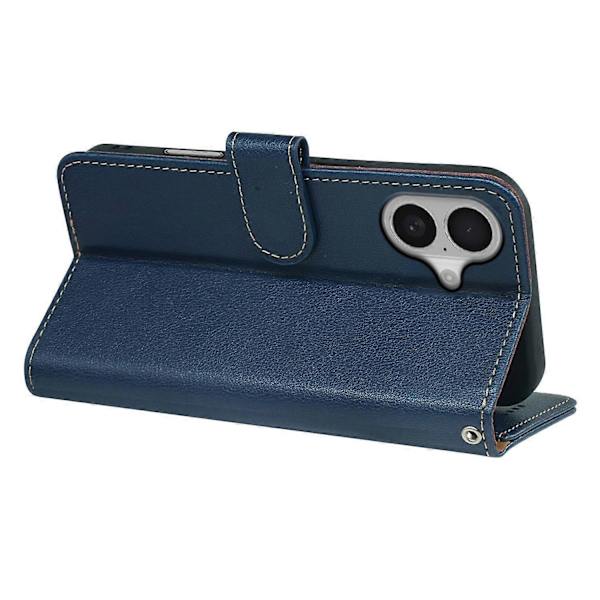 Compatible with iPhone 17 Case, RFID Blocking Wallet, Lychee Textured Leather Case, Magnetic Clasp, Blue Blue Blue