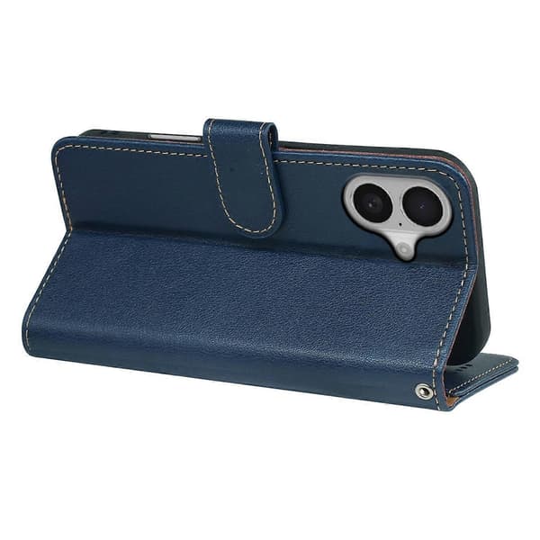【NX】Compatible with iPhone 17 Case, RFID Blocking Wallet, Lychee Textured Leather Case, Magnetic Buckle, Blue Blue Blue