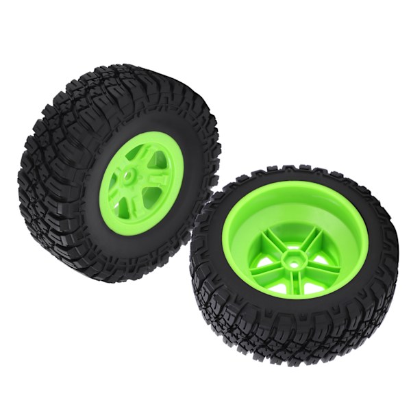 2 st RC-bil Däck 1/10 Slitstarkt Halksäkert B-typ Modellfordon Offroad Däck med Fluorescerande Grön Nav