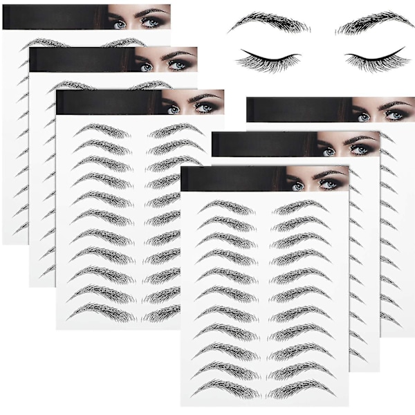 3D Waterproof Natural Tattoo Eyebrow Stickers, 6 Pcs