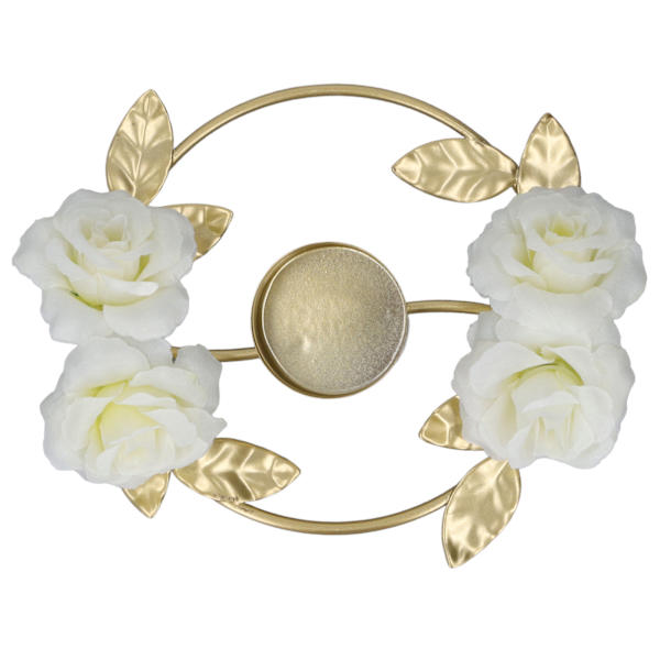 Ljushållare Rose Blomsterdekoration Rund bas Järnmaterial Elegant stil Attraktiv dekorativ gyllene ljusställ A