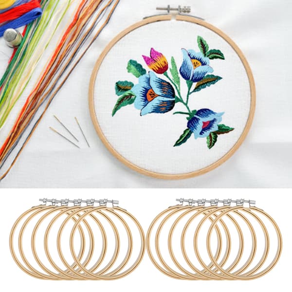 Justerbara Broderibågar i Bambu - 12 st, 13 cm