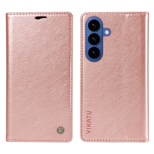 YIKATU Galaxy S26/S26 Pro Wallet Case Litchi Artificial Leather Roséguld 73