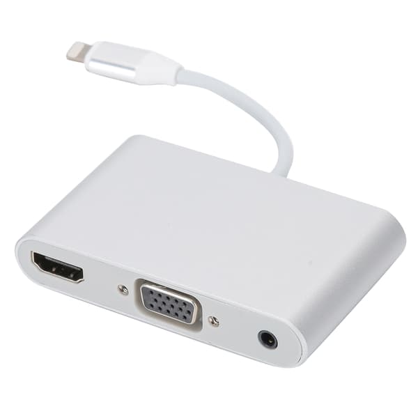 Aluminiumslegering til IOS System Interface til HDMI+VGA+3.5MM Adapter Udstyr Sølv
