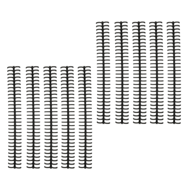 10 stk Bindende rygger Spiraler Spoler Kammar 30 hull plaststripe for løsblad 1/2in Diameter Svart