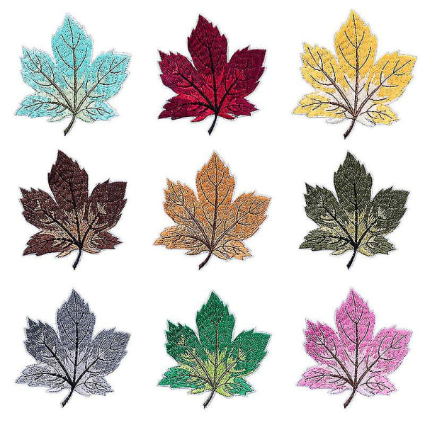 9 Maple Leaf Broderi Tyg Patch Barn Kläder Byxor Cartoon Patches
