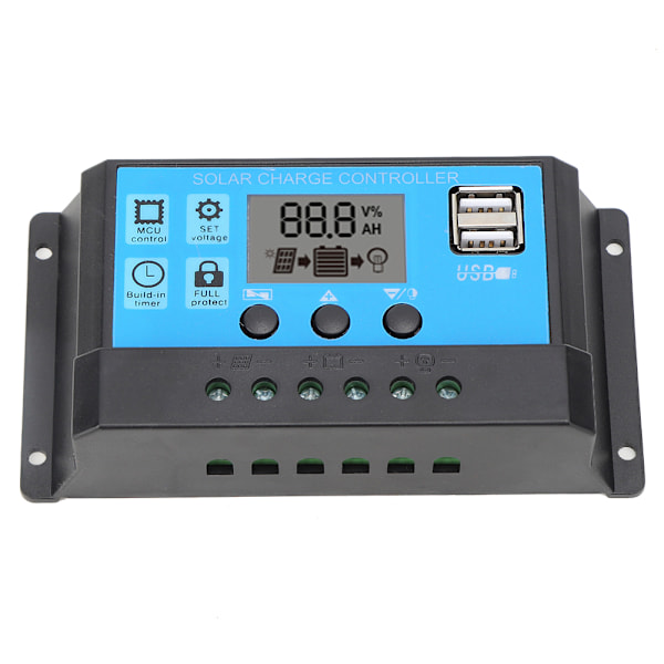 Solcelleladningsregulator LCD Dobbelt USB PWM Cell Panel Regulator med automatisk belastningsidentifikation 12V 24V40A