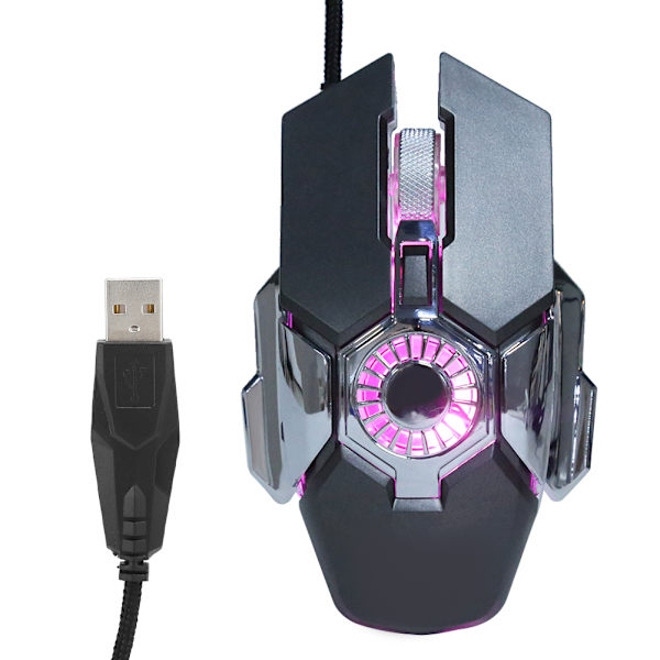 Datormus RGB Gaming 6-knappar trådbundna gamermöss för bärbar stationär PC med FanGray
