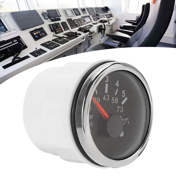 52MM/2in IP67 oljetrycksmätare 0‑5BAR 0‑73PSI mätare med smart larm för bilar/yachter/båtar Black Dial