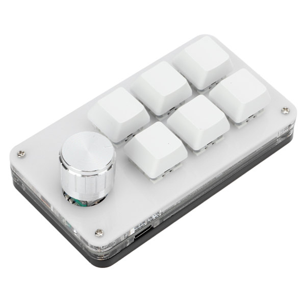 Enhånds mekanisk tastatur Multifunksjon 6-knapper Mini Gaming Tastaturgenvei Programmerbar tastatur med ratt Svart Hvit