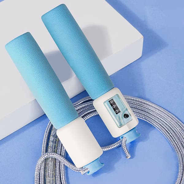 Hopprep med räknare Justerbart hopprep Snabbhopprep Kabel för tester och tävlingar Blå