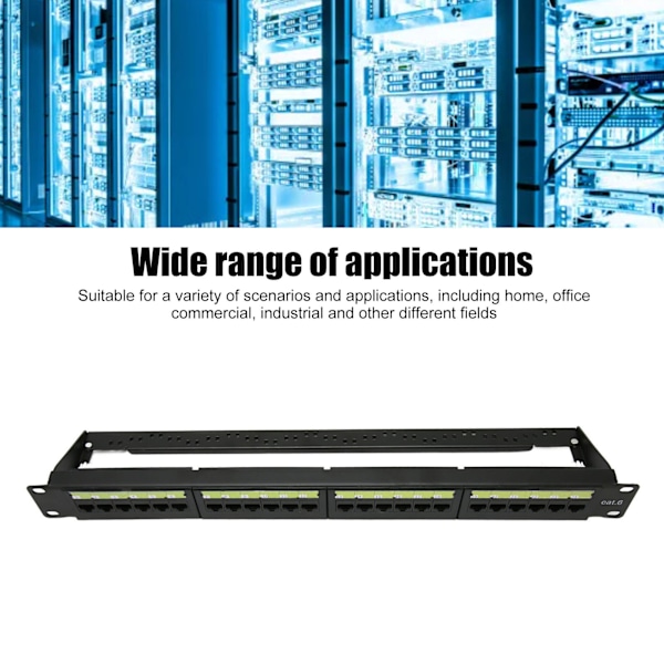 CAT6 24-ports nettverkslapppanel støtter 10G Ethernet RJ45 nettverkslapppanel for 19-tommers standardskap