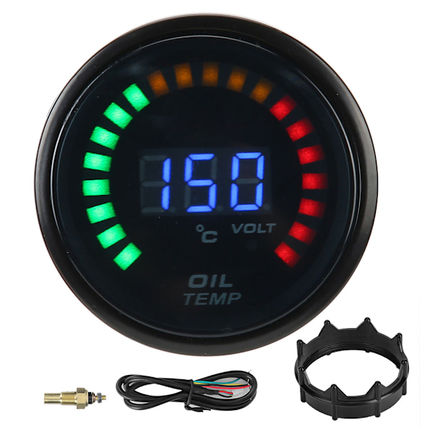 52mm digital oljetemperaturmätare LED Färg LCD Dispaly W/Sensor Harness Bilmätare