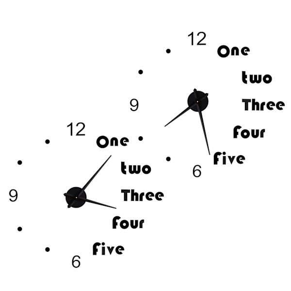 Akryl veggklokke DIY Speil Klistremerker Moderne Veggkunst Dekal Husholdningsartikler Svart