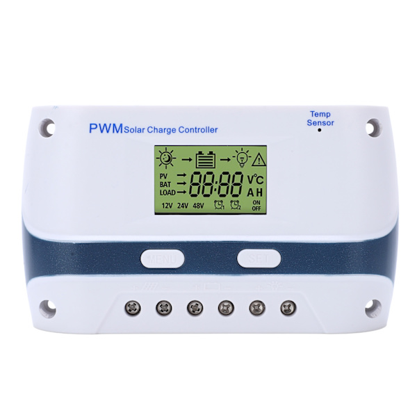 12V 24V PWM Solar Charger Controller LCD-skärm med USB-utgång 40A vattentät solpanelsregulator