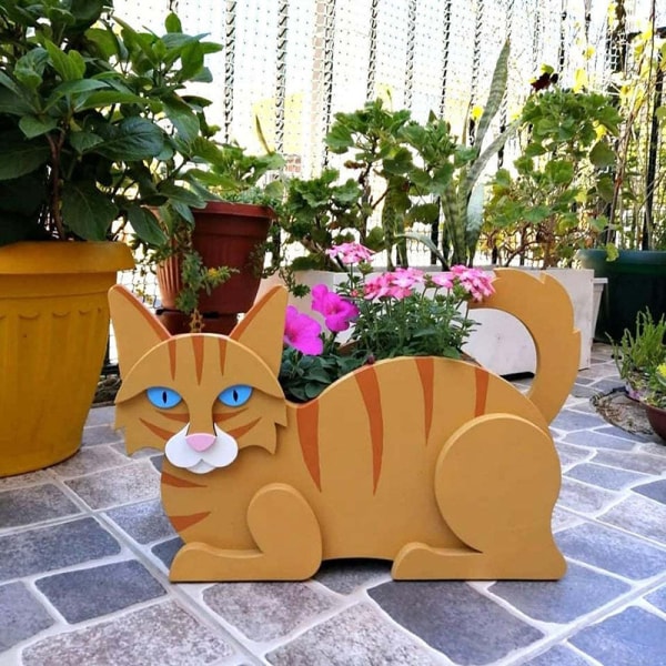 Orange Cat Flower Pot Planter Indoor and Outdoor Garden Decorative Ornaments