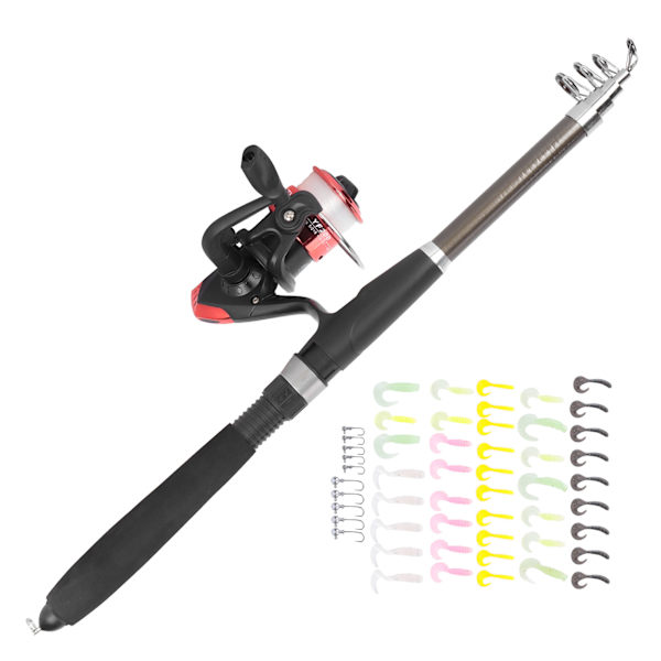 Teleskopisk fiskespö och rulle Combo Kit med Lure Outdoor Fishing Accessory med bärväska
