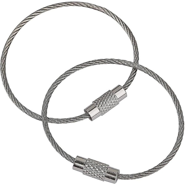20 Stk Wire Nøglering Kabel 11cm Rustfri Stål Nøglering Spænde Til Udendørs