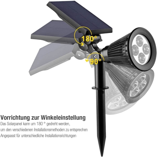 Folding Solar Garden Spotlight IP65 Vattentät LED Solar Light for utendørsbruk (4 boller, vitt lys),HANBING
