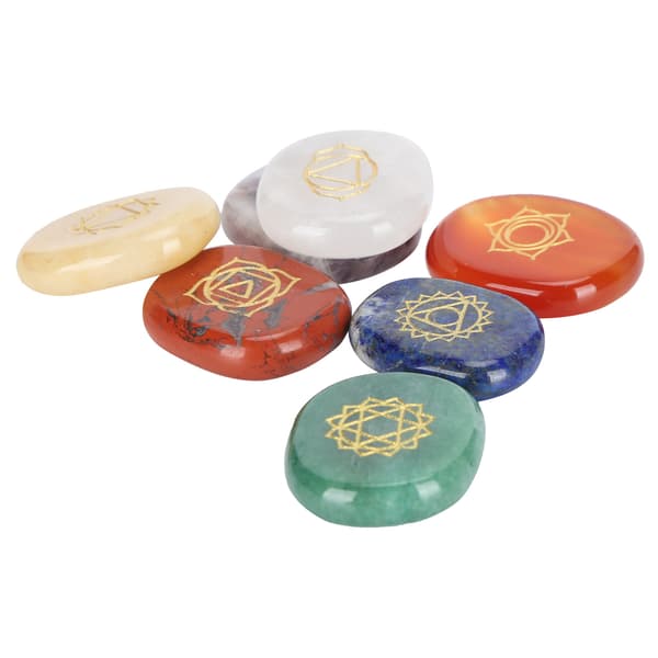 【NX】7 stk. chakrasteiner som symboliserer kroppens chakraer, fred i sinnet, samleobjekter med etui