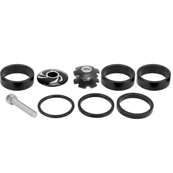 6 stk Sykkelheadset Spacer Aluminiumlegering Styre Stem Spacers for Mountain Bike Svart