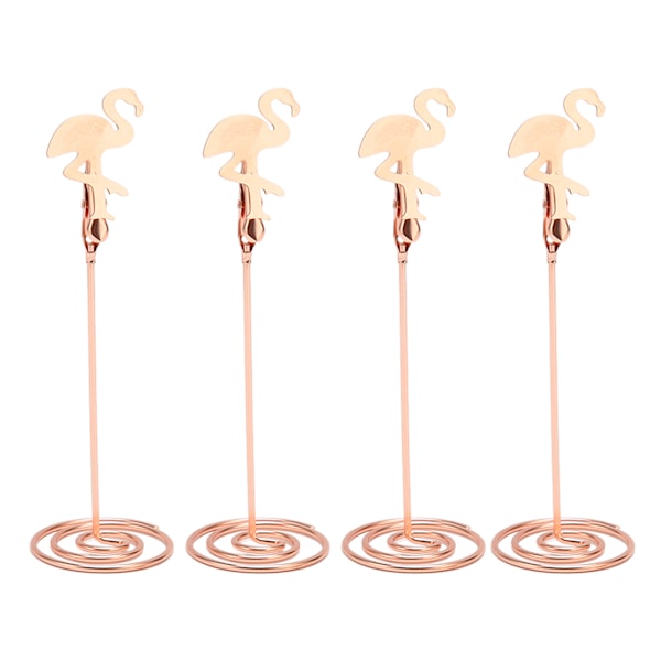 24 st Bordskorthållare Roséguld Flamingoform Rostbeständighet Stabila klämmor Bordsnummerhållare