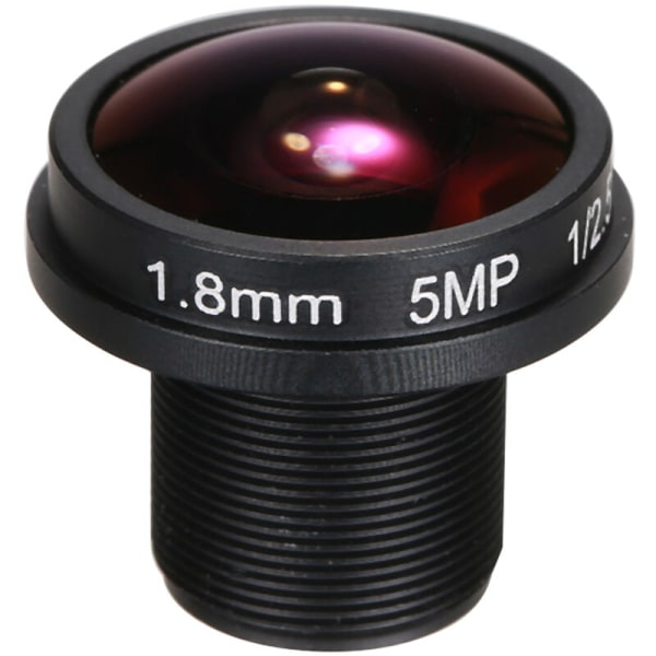 1,8 mm HD 5,0 megapixel IR M12-fäste 1/2,5" F2,0 Fisheye-objektiv för CCTV IP-kamera 180 graders bred visningsvinkel CCTV panoramakameralins, modell: svart