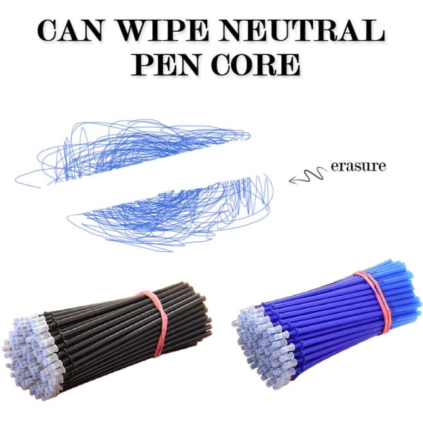 Erasable Gel Pen Refill 0,5 mm Skolekontor full nål Slettbar Gel Pen Erstatning Svart 6 Stk Svart 6 Pack, Modell: Svart 6 Pack