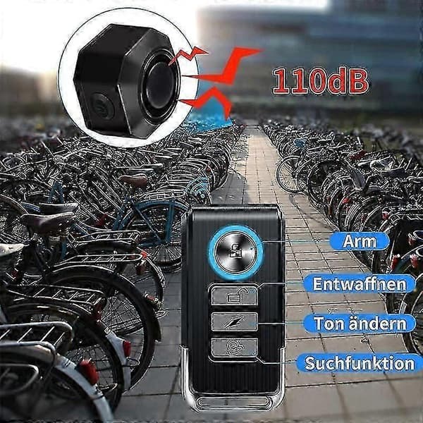 Trådlöst cykellarm med fjärrkontroll för stöldskydd
