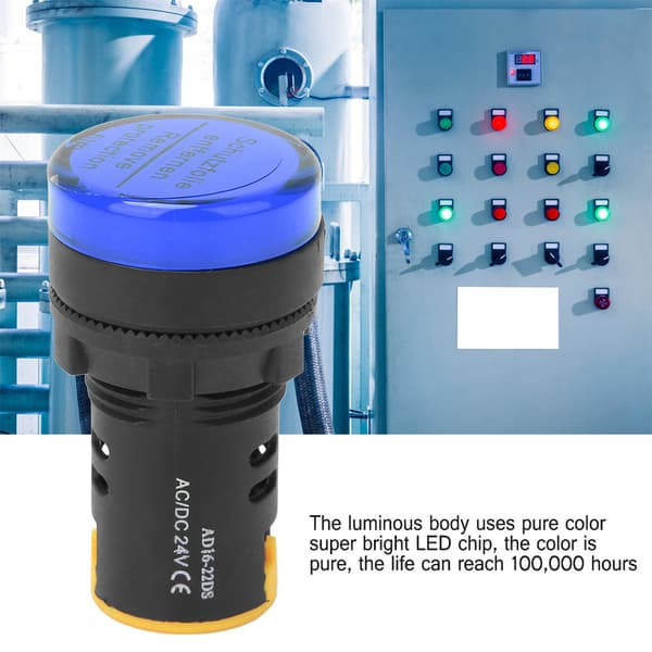 10 stk. BERM LED Strømindikator Lys Halvleder Energibesparende Lampe φ22mm 24V AD16-22d S (Blå)
