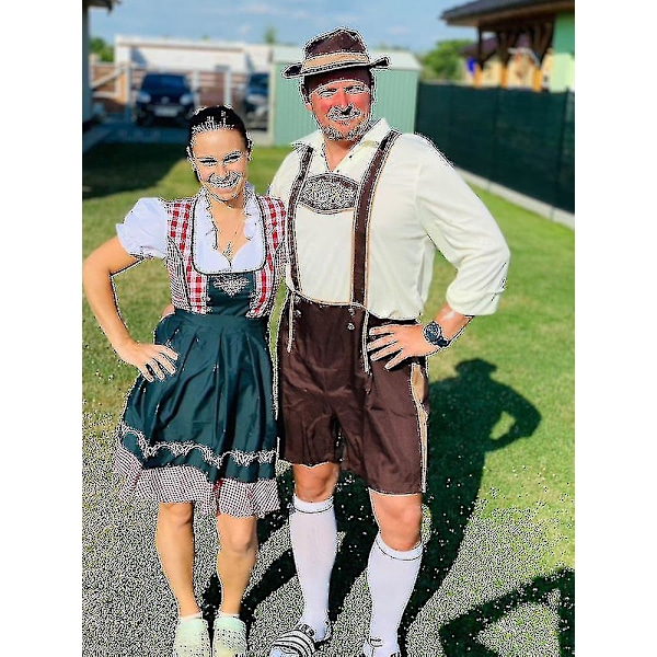 Oktoberfest tysk öl festival bayersk läderhosen kostym vuxen herr 3 delar set - L Auburn