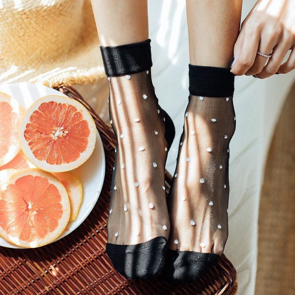 Damesokker, gjennomsiktige sokker, Pakke med 5 par lave sokker for kvinner, sportssokker i pustende bomull