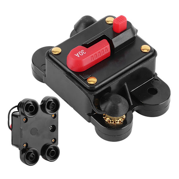 Bilstereo System Sikringsholder Automatisk Strømbryter 12V-24V DC Bil Båt Stereo Beskyttelse 30A, 78x51x38mm