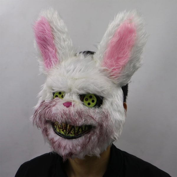 Pelottava Kaninmaski Pehmo ja Muovi Cosplay Kanin Pääasu Halloween Karnevaali Vaaleanpunainen ja Valkoinen