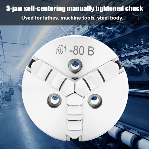 SANOU K01-80B 3-käft manuell självcentrerande svarvchuck 80 mm diameter